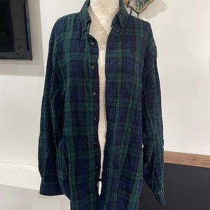 LL Bean Large Flannel Green and Blue